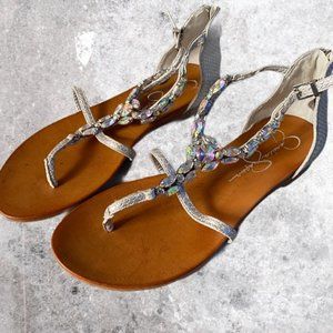 JESSICA SIMPSON Whitten Sandals Flat Silver 7.5